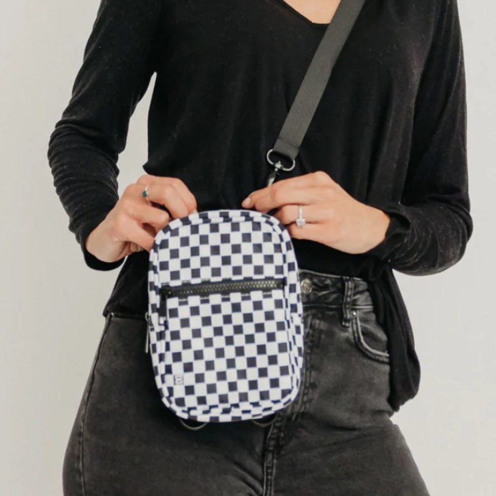 Brixley Checkered Black and White Small Crossbody Bag Purse